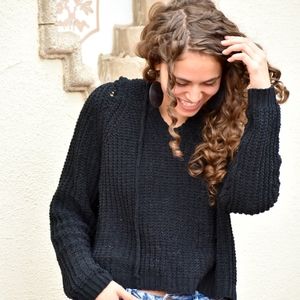 KNIT SOFT BLACK HOODIE